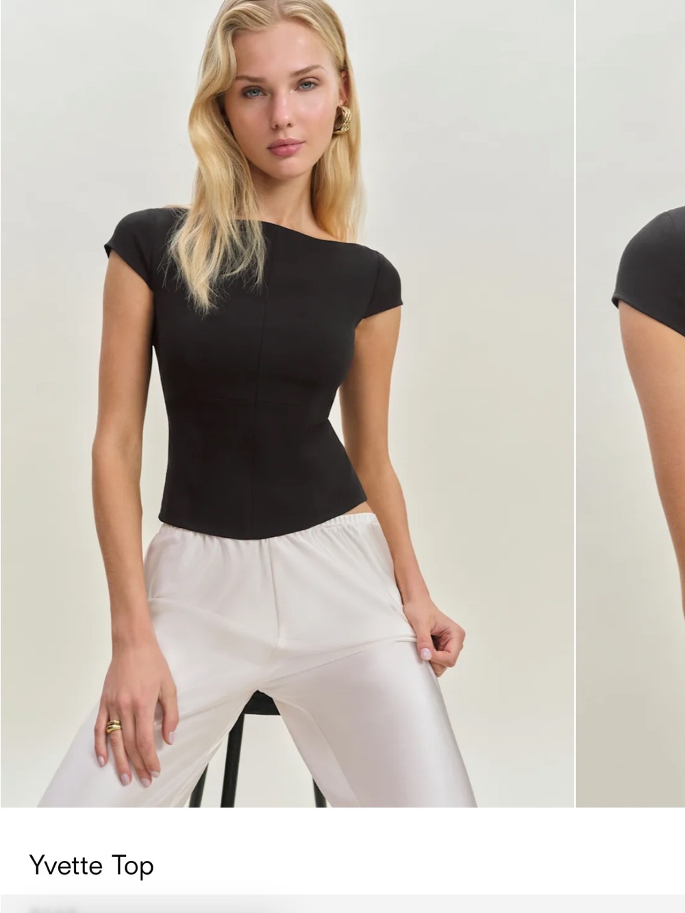 Reformation Yvette top-Classic Black Cap-Sleeve Top